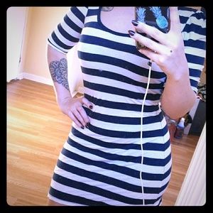 White blue stripe dress