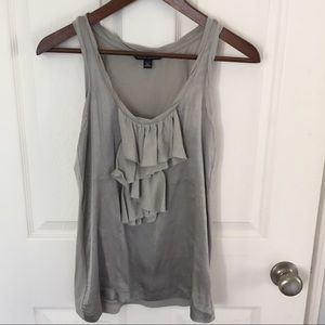 Banana Republic Gray Ruffle Silk Tank
