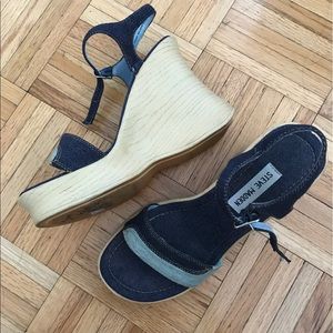 Vintage 70s Steve Madden denim wedge heels