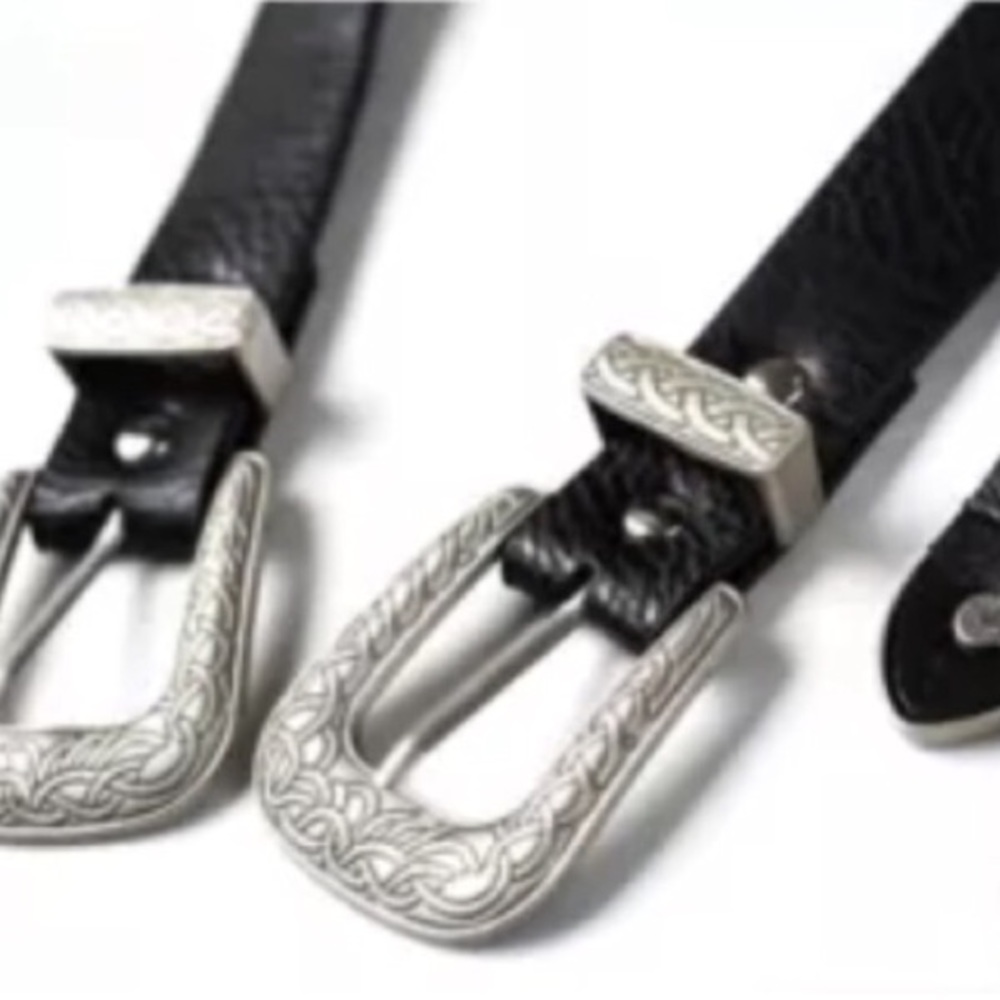 SUNDOWN Black + Silver Double Buckle BELT - Picture 3 of 3