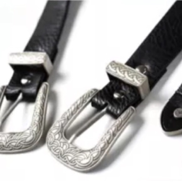 SUNDOWN Black + Silver Double Buckle BELT - Picture 3 of 3