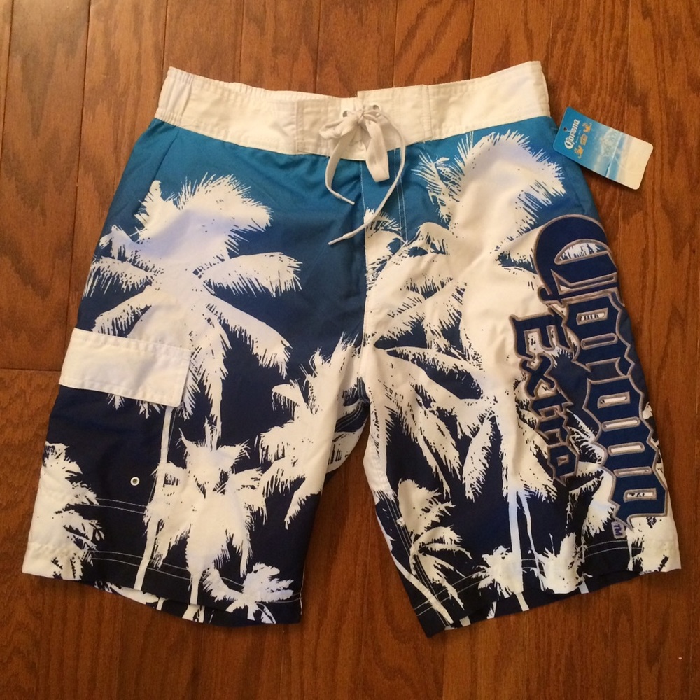 Corona Blue & White Swim Trunks NWT