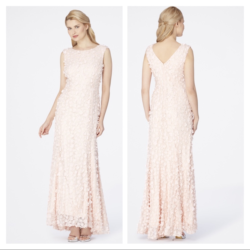 Tahari Faux Pearls Beaded Gown