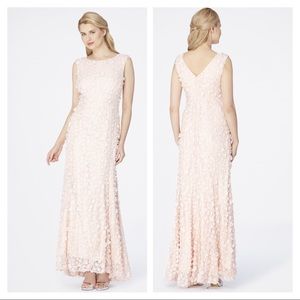 Tahari Faux Pearls Beaded Gown