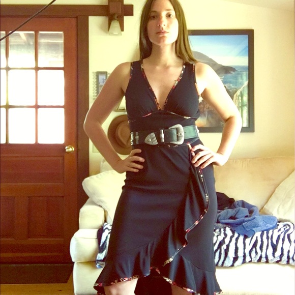 Rampage Dresses & Skirts - 🏮Black Midi Ruffle High Low Dress Kimono Print🏮