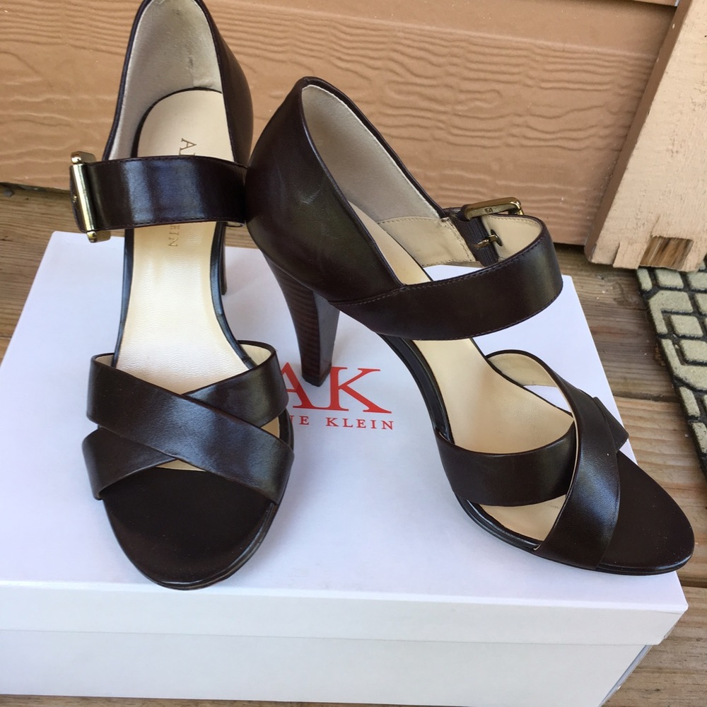 Anne Klein Chocolate Brown Leather Heels