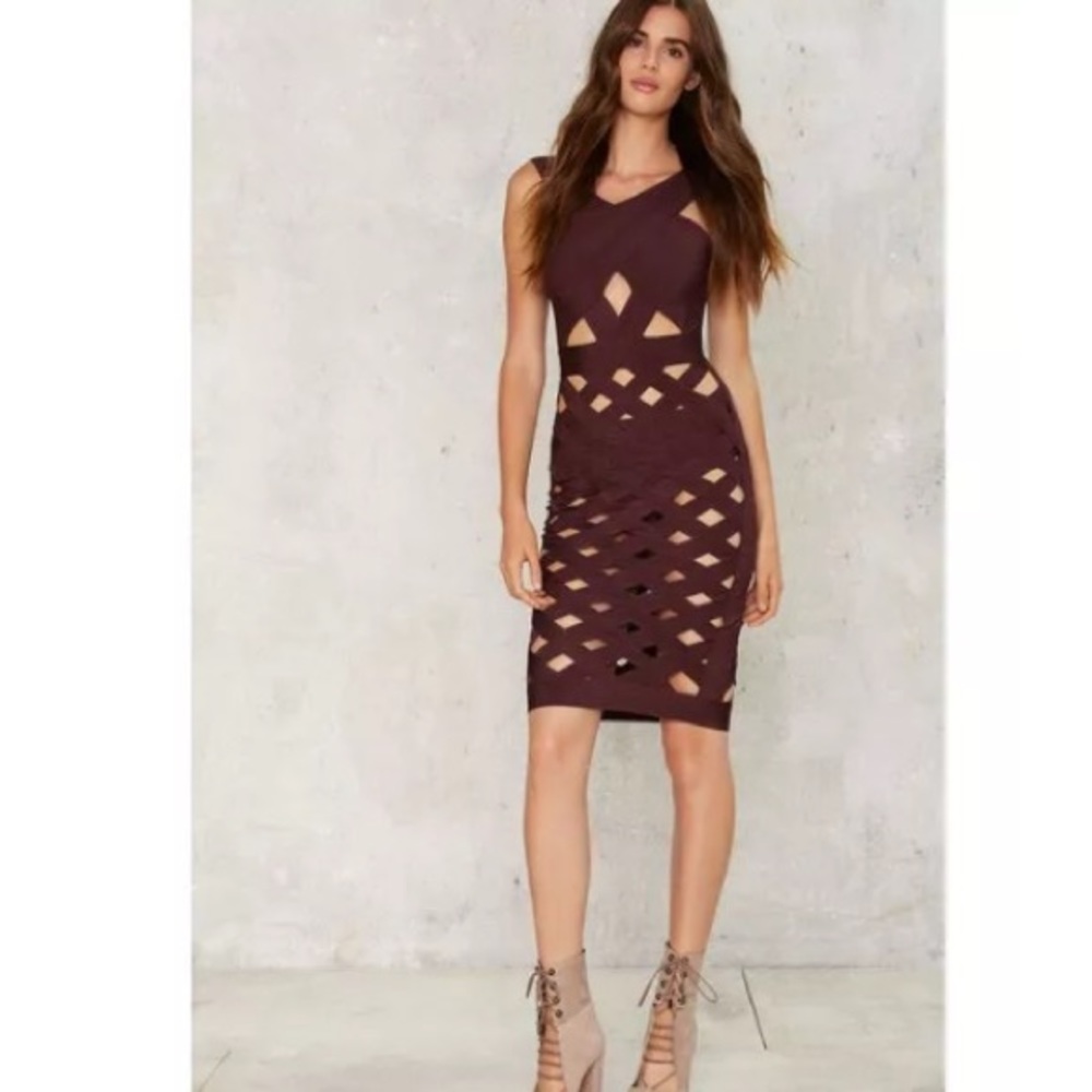 Wow Couture Purple Bandage Cutout Mini Dress