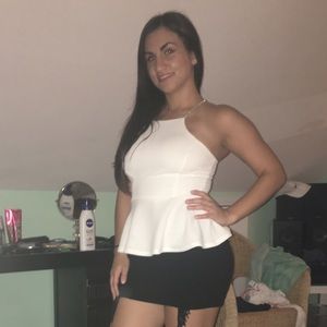 White halter top with sparkly silver straps