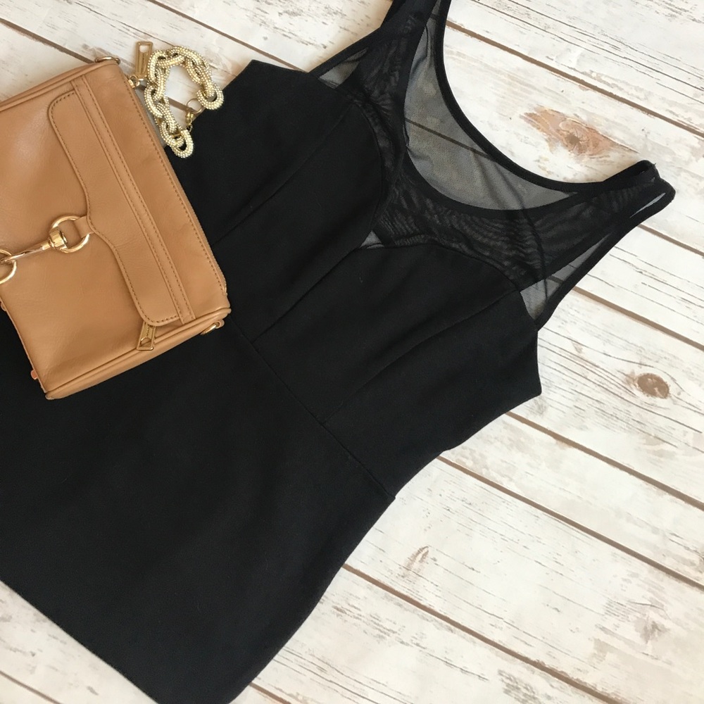 Lulus body con little black dress with mesh detail