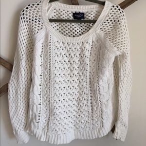 White cable knit sweater