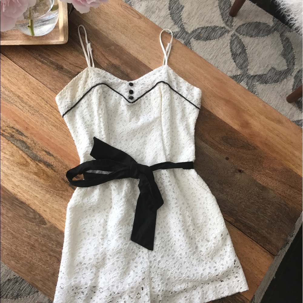 White and Black Lace Romper - Pins and Needle - 0