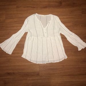 White with black stripe flowy top
