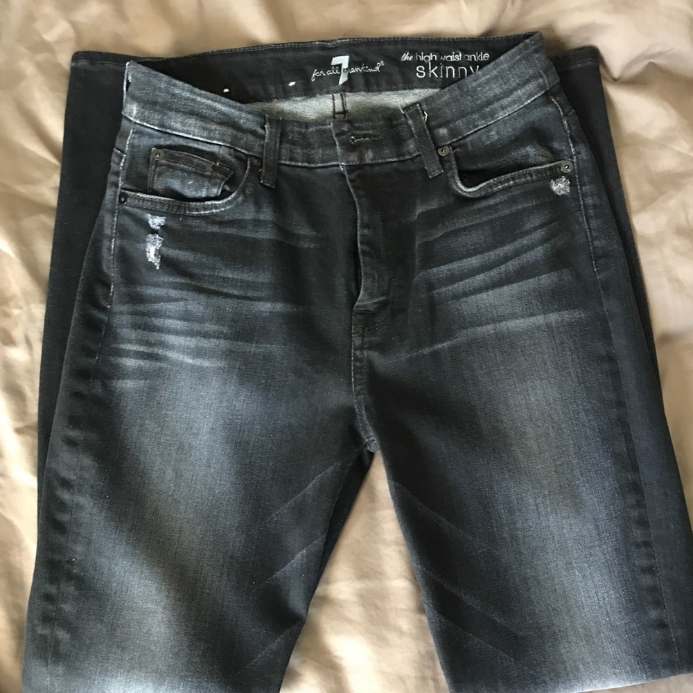 7 for all mankind- the high waist ankle skinny