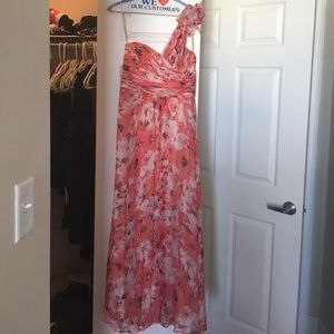 Amsale Maxi one-shoulder flowered dress