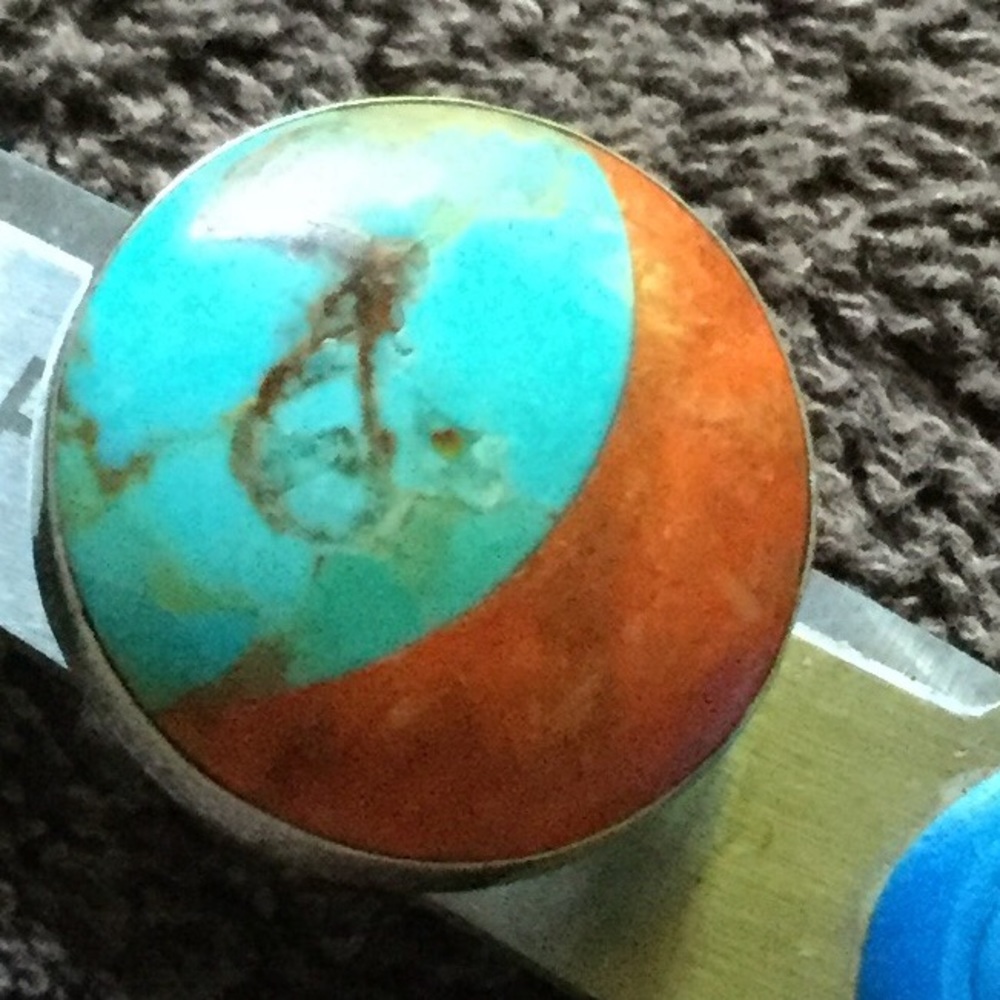 Turquoise and Coral Ring