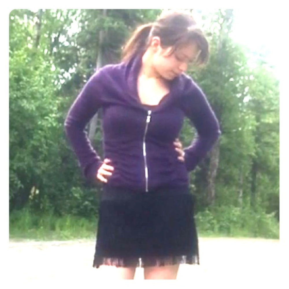 Glam Ruched fuzzy purple zipper Jacket