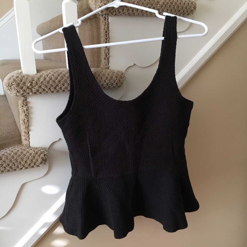 GANNI Black Peplum Tank Top
