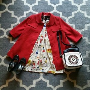 Red 3/4 Sleeve Light Coat