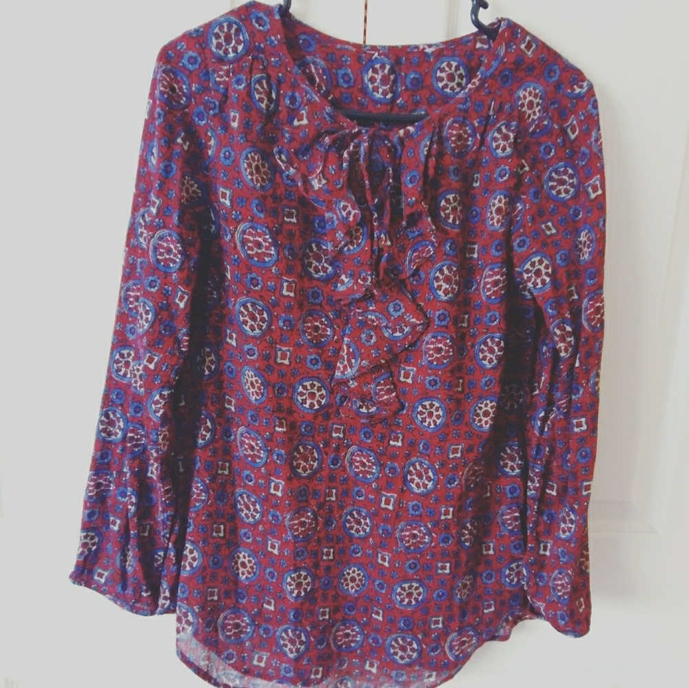 maroon pure cotton ethnic print blouse
