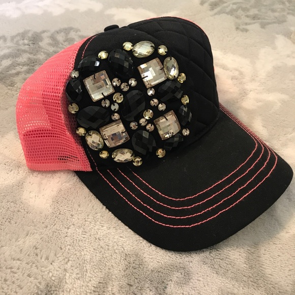Pink & Black Rhinestone Trucker Hat - Picture 2 of 3