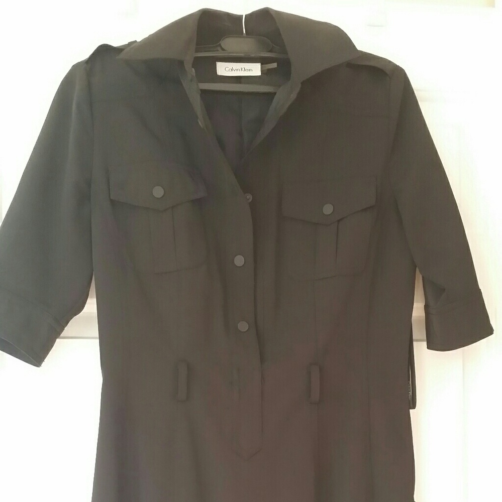 Calvin Klein black military style dress