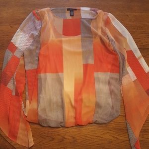 Flowy Bright Orange and Grey Blouse from Macy's