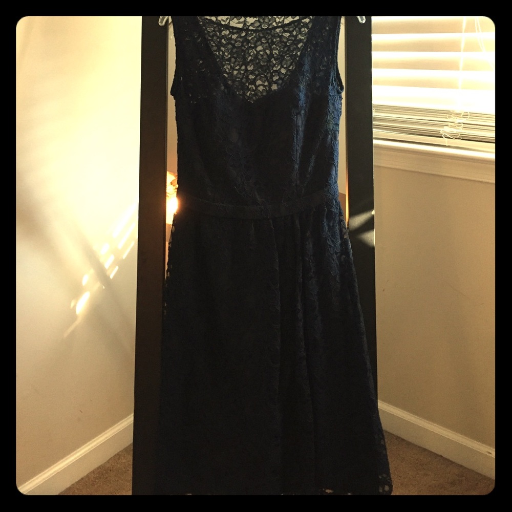 Navy blue Lace bridesmaid dress