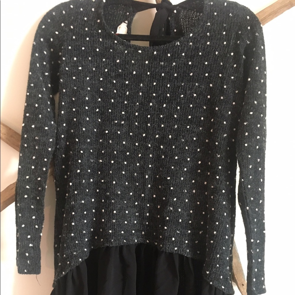 B&W peplum dotted A'reve sweater