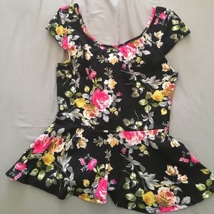 Floral Print Peplum Top