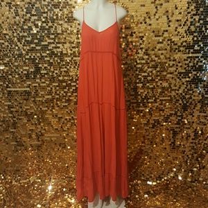 H&M Coral boho Bohemian maxi dress size 12 New