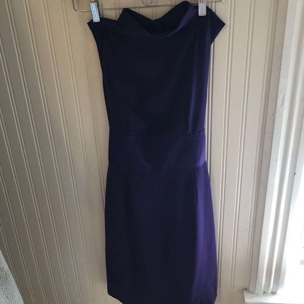 Cocktail dress w/ silk waist & high neckline