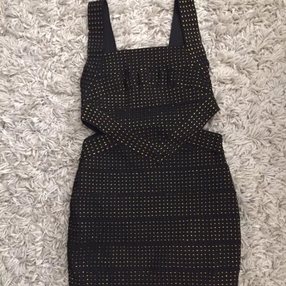 Foreign Exchange Sexy Body Con black gold Dress