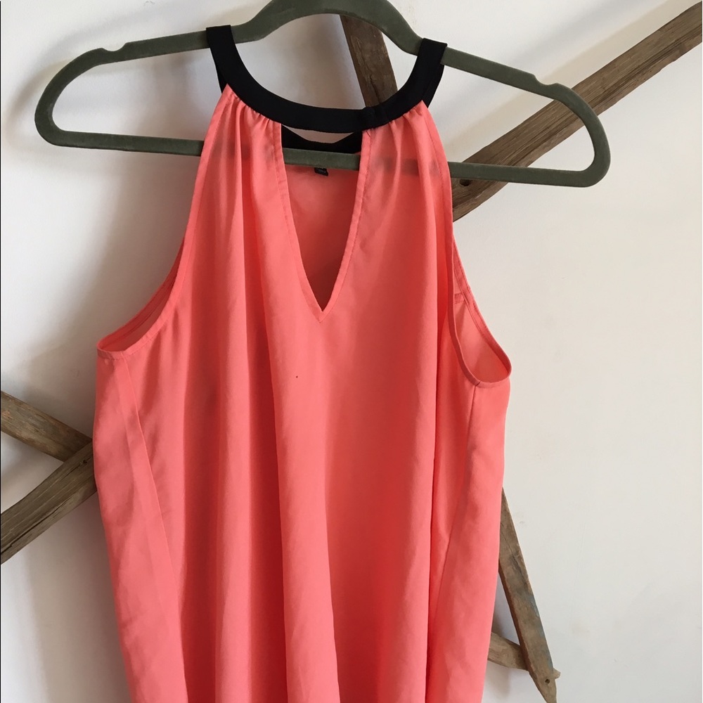 Pink and black dress top