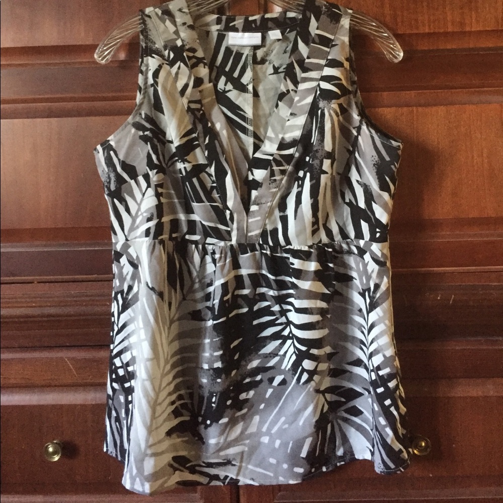 New York & Co. Womens Gray/Black Top Size M