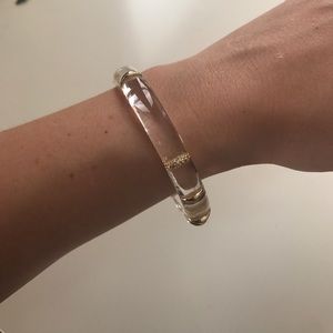 Alexis Bittar clear hinged Lucite bracelet