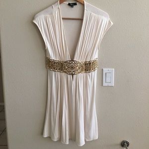 Flash Sale Beautiful Sky White and Gold Dress