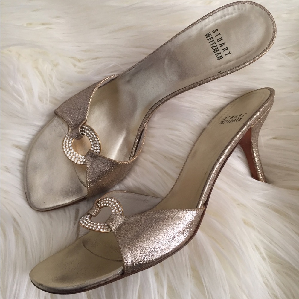 Stuart Weizmann Glittery Golden Heels 8.5M