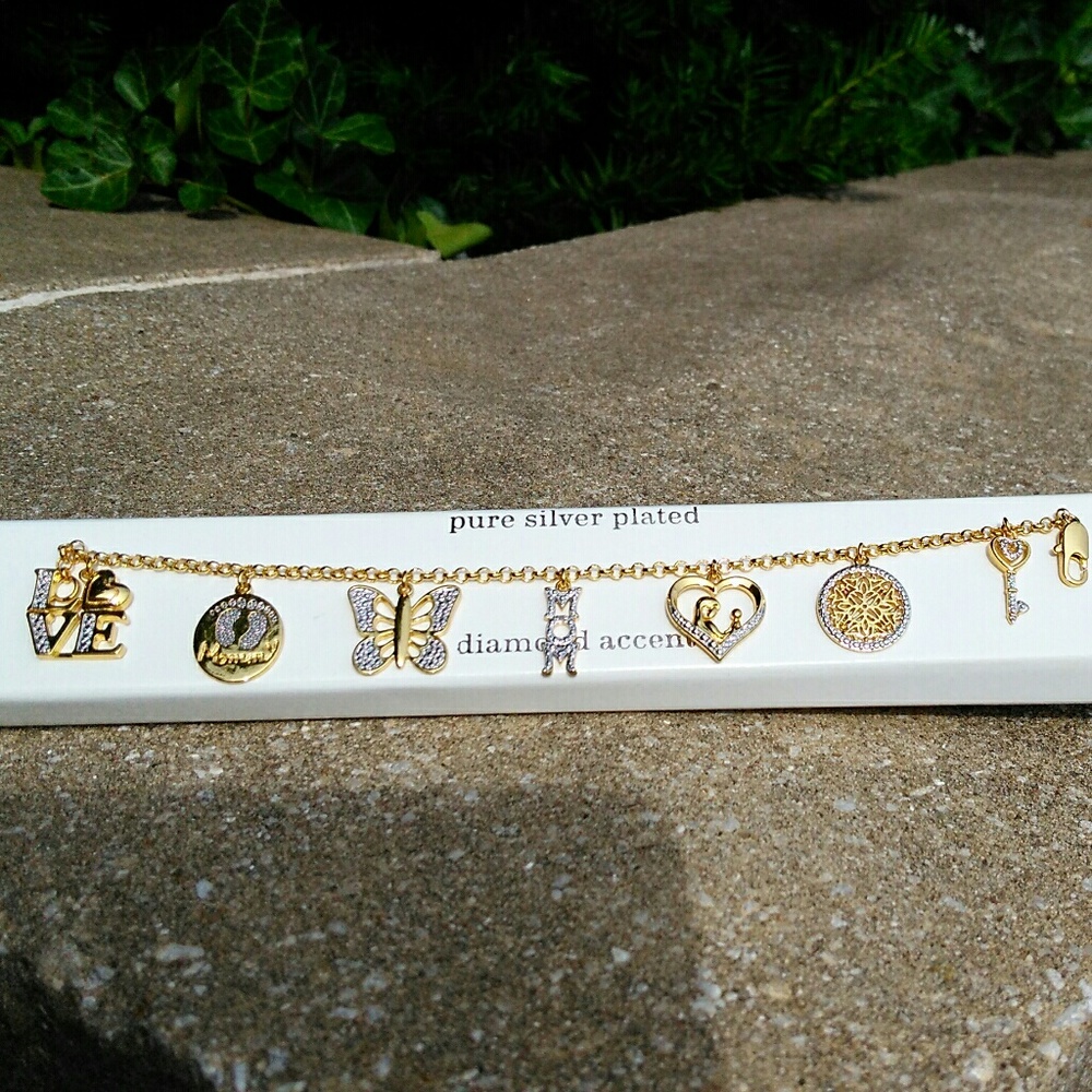 Silver plated charm bracelet