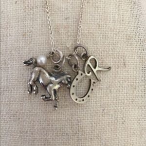 "R" Initial Horse Necklace