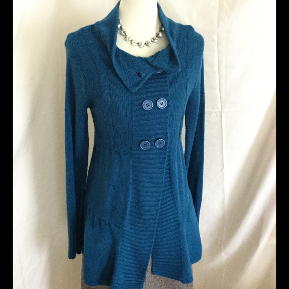 Deep teal Ruffled sweater