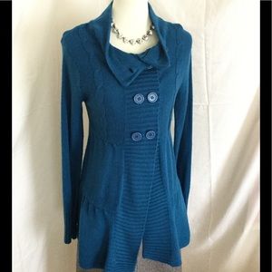 Deep teal Ruffled sweater