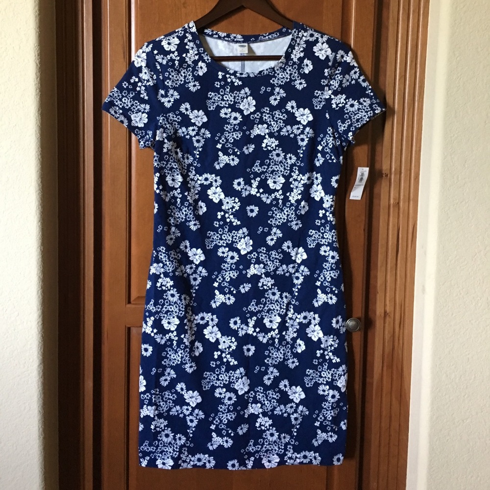 Navy and White Floral Dress