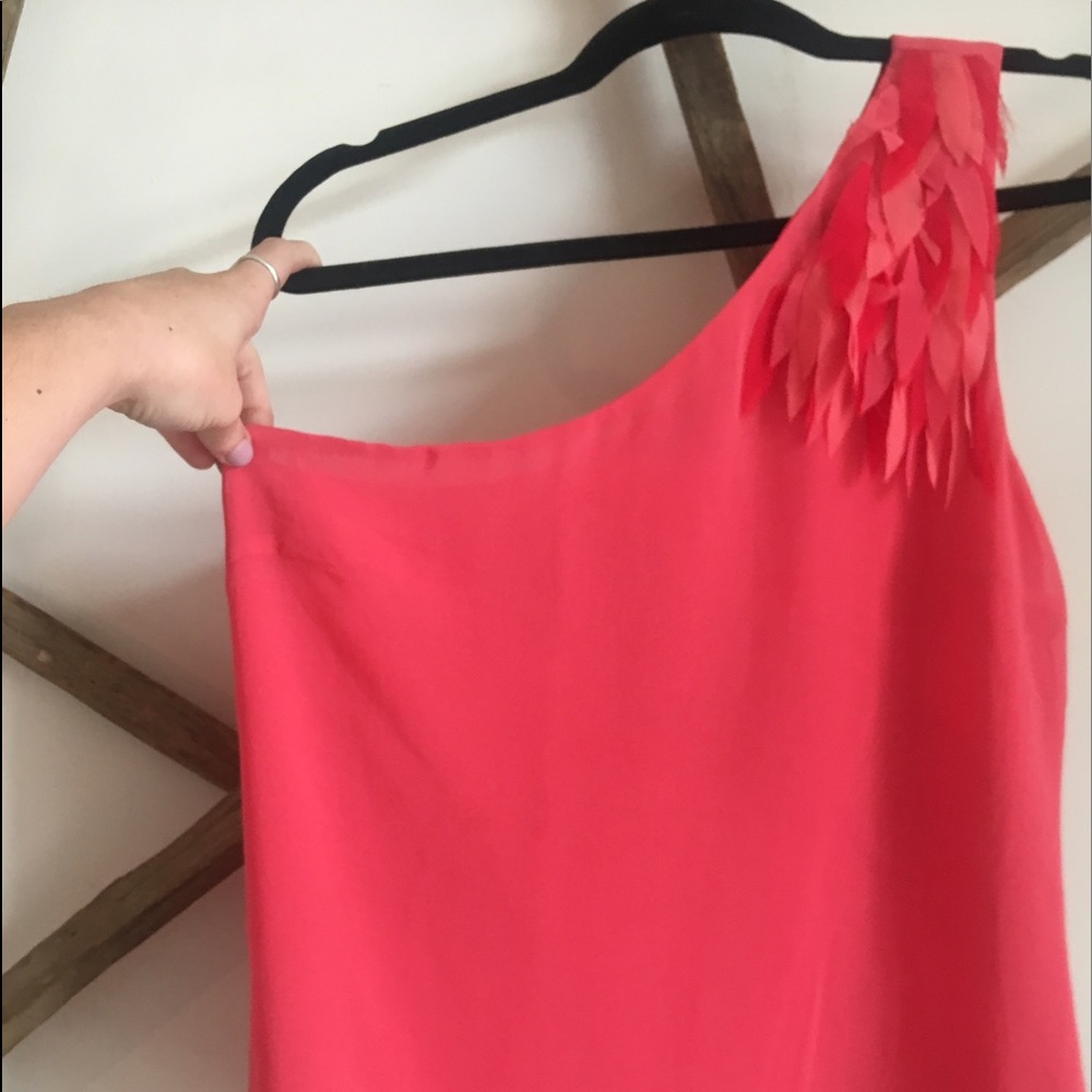 One shoulder pink blouse