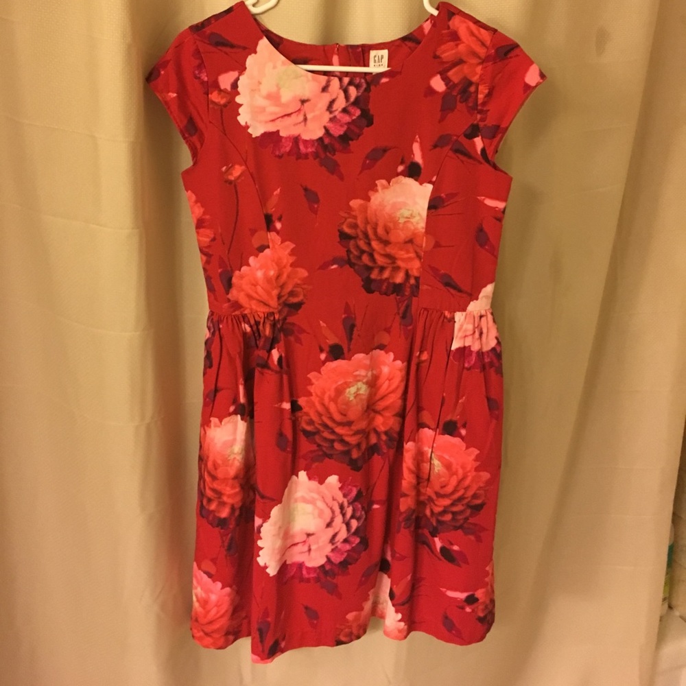 Gap kids red floral dress