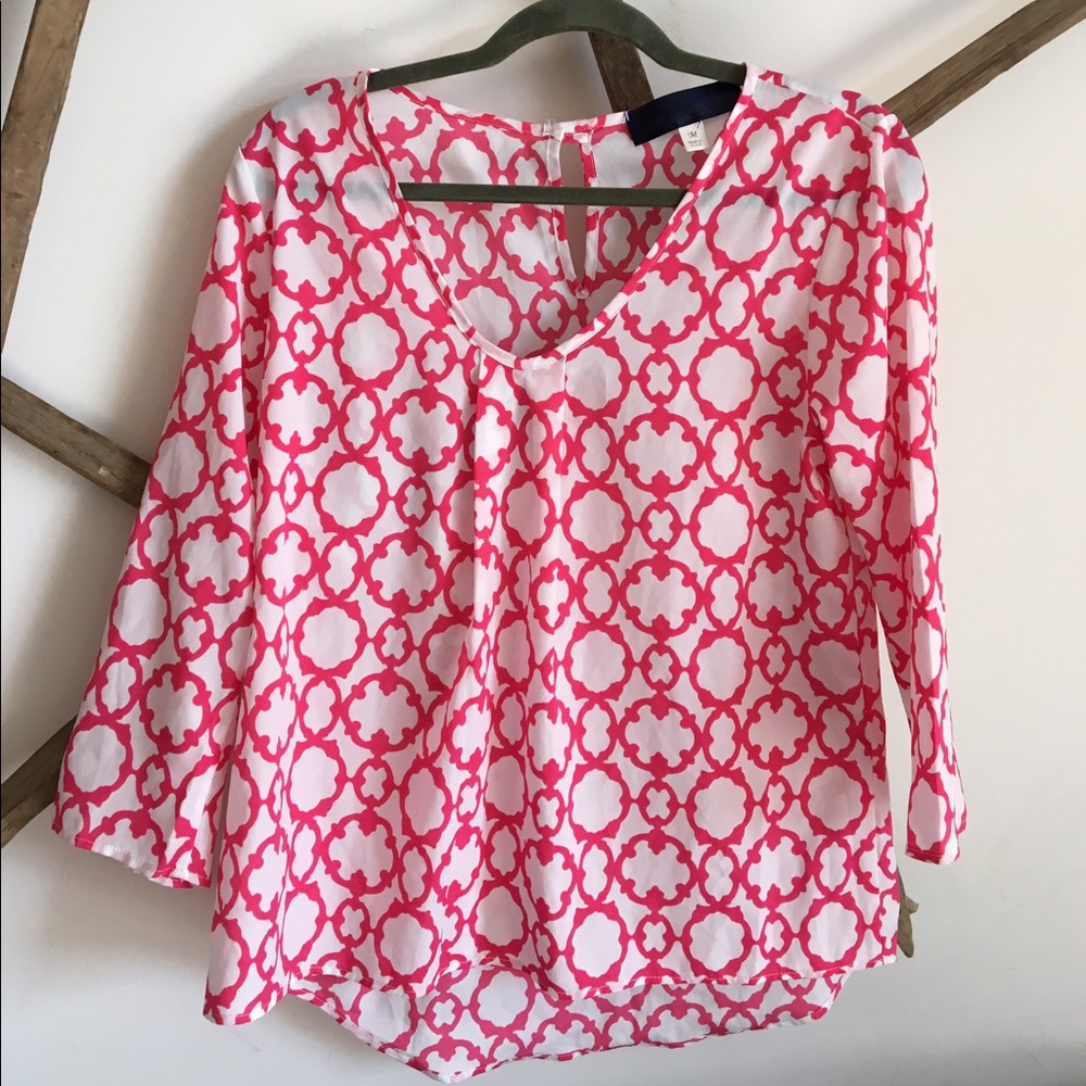 Pink and white blouse