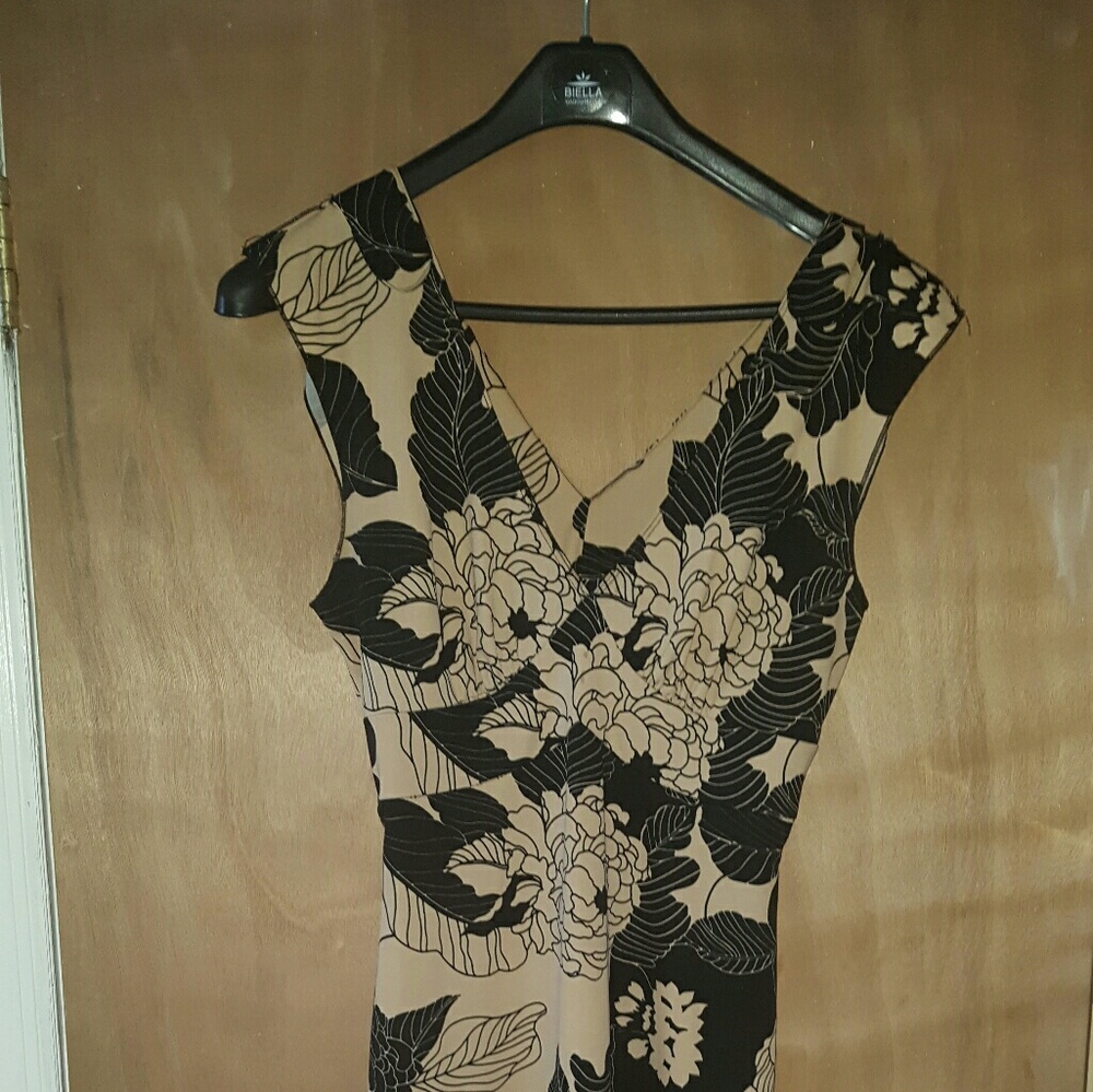 Beige and black dress