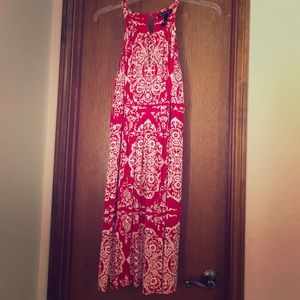 INC Red and White Keyhole Dress
