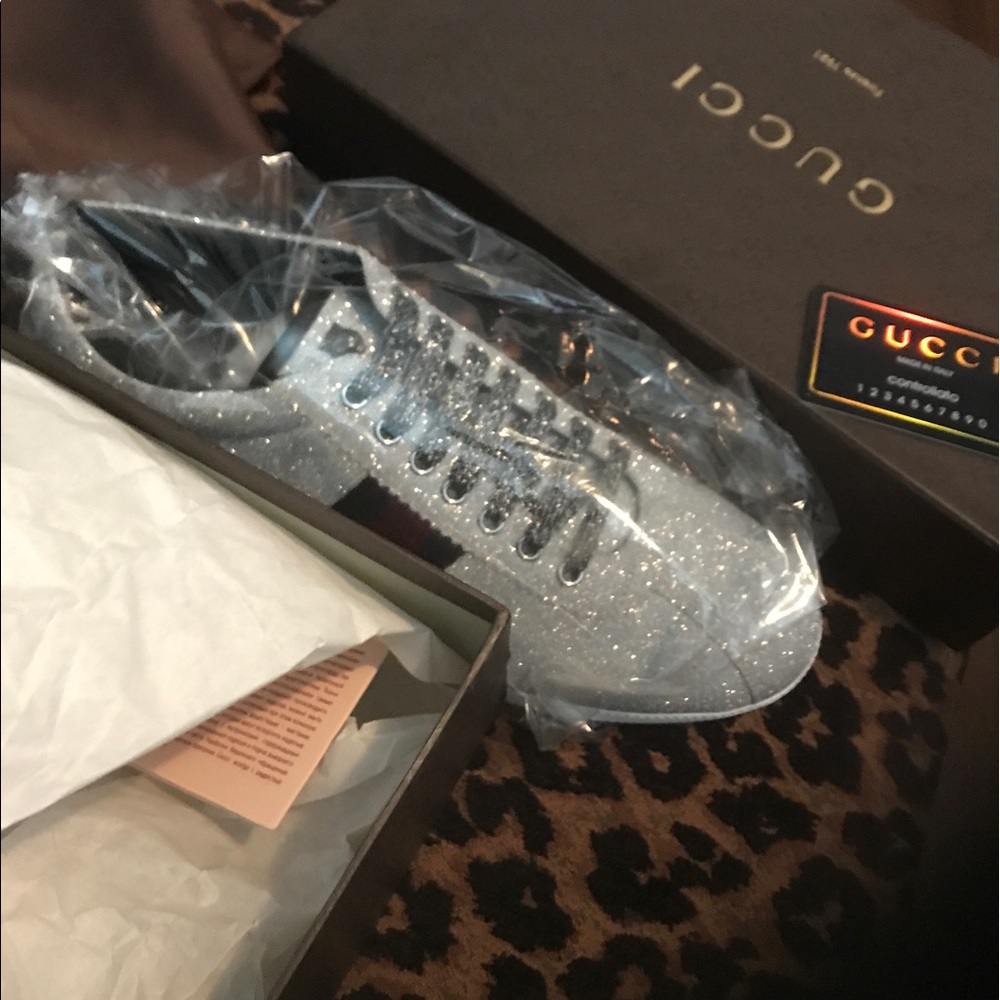Gucci glitter web shoes