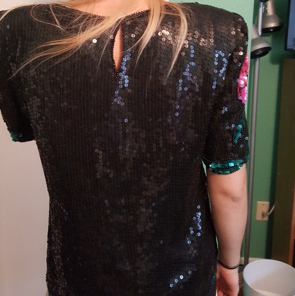 Vintage Sequin Flower Blouse - Picture 2 of 7