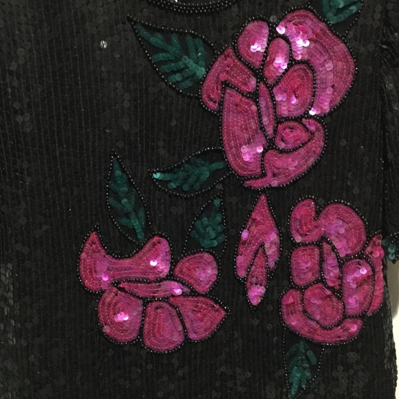 Vintage Sequin Flower Blouse - Picture 6 of 7
